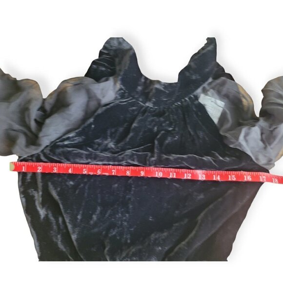 Revolve INTERMIX black velvet blouson sleeve romper by size 0 NWT black tie - Picture 9 of 14